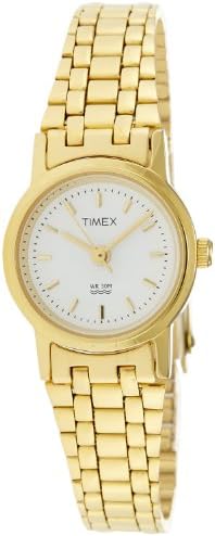 TIMEX Classics Analog Watch for Women with White Round Dial & Gold Stainless Steel Bracelet Band Water Resistant Women's Wrist Watches - B303