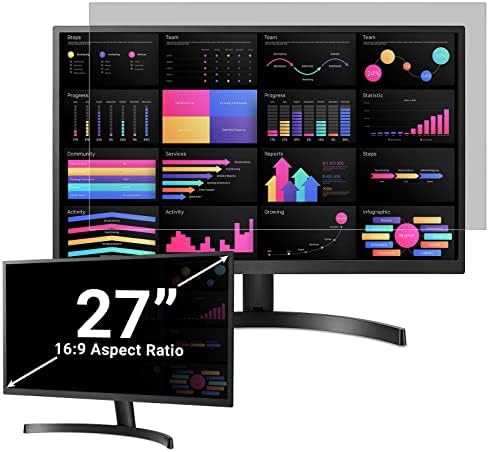 ZOEGAA 27 inch Privacy Screen for Monitor, Removable 16:9 Aspect Ratio Widescreen Monitor Screen Privacy 27 Filter- Anti-Glare Anti Blue Light Filter Compatible with Laptop 27" for Eye Protection