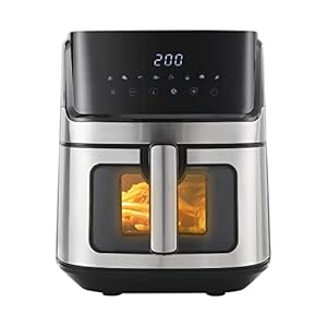 CLIPOP Grote digitale heteluchtfriteuse thuisgebruik energiebesparend zichtbaar kookvenster Airfryer met 8 functies inc Air Fryer, bakken en braden, digitaal touchscreen Air Fryers oven, olievrije