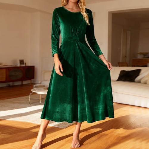 Robe en velours grande taille manches longues plissée - 2