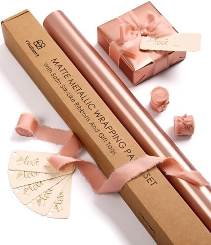 Vitalizart Pink Matte Metallic Wrapping Paper Set 30