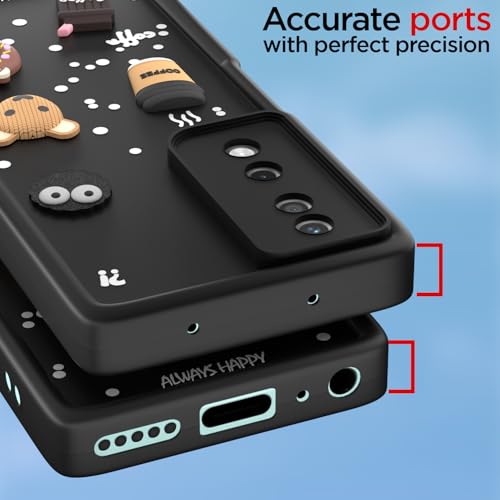 Image of Pikkme Back Cover for Honor X7B 5G | Cute Fun Cartoon 3D Bear Silicone Full Body Protection Bumper Case (Black)