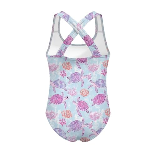 Image of Kid One Piece Swimsuit with Cross Back Girls Summer Sleeveles Swimwear for 5-14 Years