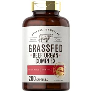 Grass Fed Beef Organs 3250mg | 200 Quick Release Capsules | Desiccated Liver, Kidney, Pancreas, Heart, Spleen Supplement…