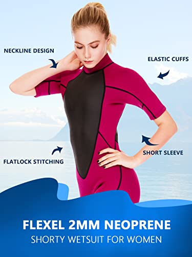 Flexel Wetsuit Women Shorty 2Mm, Wet Suits For Women Shorty Wetsuits In Cold Water Weather, Diving Suit For Womens Neoprene For Surf Swim Snorkeling Canoeing Scuba Kayaking #TOP4