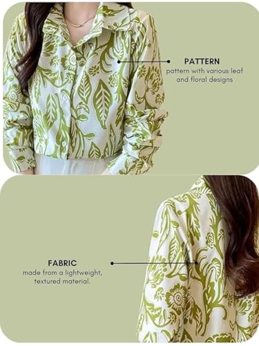 Image of Leriya Fashion Shirt for Women S-3XL | Abstract Printed Crepe Full Sleeve Shirt Collared Silhouette | Office Wear Tops for Women, Western Shirt for Women & Stylish Tops for Women Smart-Casual Styling