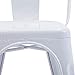 BELLEZE Metal Dining Chairs Set of 4, Stackable Metal Chairs Industrial Vintage Farmhouse Chairs with Detachable Backrest, Weather Resistant Tolix Chair for Indoor Outdoor - Alexander (White)