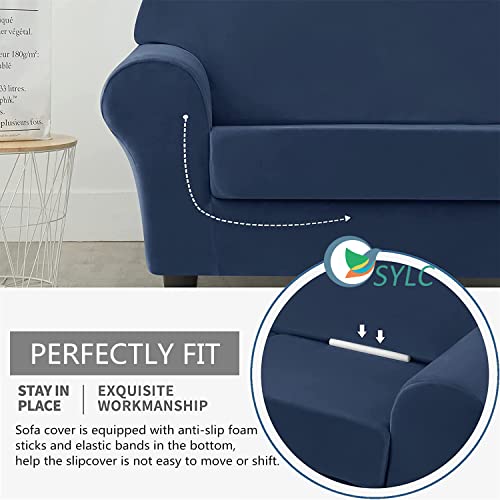 Housse de canapé velours extensible 1 place lot de 2 chic et durable