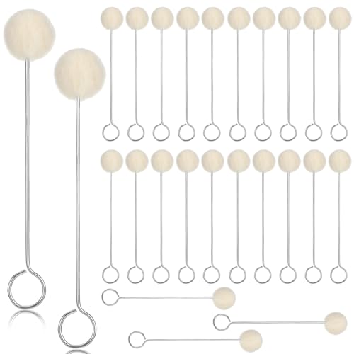 Guduling 25pcs Wool Daubers, Dauber Applicator, Soft Wool Ball Applicator with Metal Handle for Leathers Dye and Suede Dyeing, Shoe Polish Polishing, Dying Gluing DIY Crafts Projects