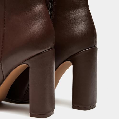 Women's Ankle Boots With Side Zipper Almond Round Toe Chunky Heel Party Boots Stylish Short Boots3