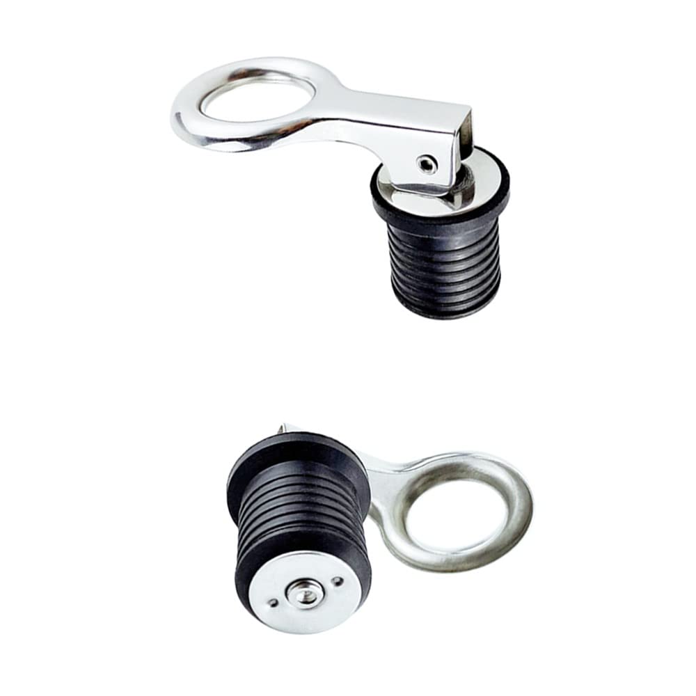 DONGKER Lenzstopfen Boot, 2 Stücke 25mm/ 32mm Marine Ablassstopfen, Ablassschraube mit Edelstahlgriff, Verschlussstopfen Bilgestopfen Schiffszubehör