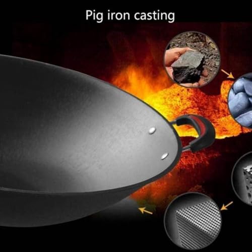 Wok tradicional de acero al carbono 40cm con mango aislante miniatura 3