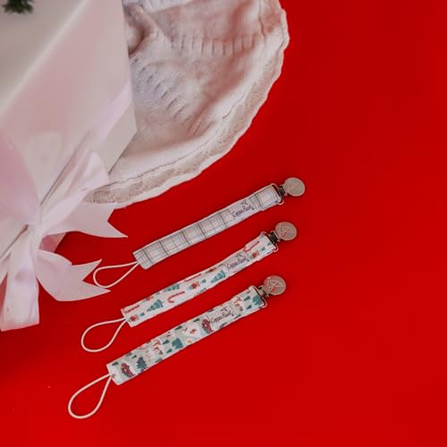 Image of Copper Pearl 3-Pack Pacifier Holders: Premium Knit Binky Clips for Baby Girls and Boys - Stylish Stainless Steel Design for Secure No-Drop Attachment - Nicholas