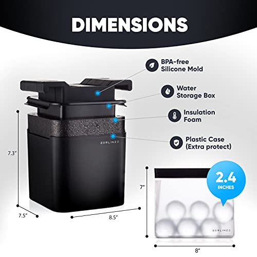 Premium Clear Ice Ball Maker Mold - Whiskey Ice Ball Maker Large 2.4 Inch - Crystal Clear Ice Maker Sphere - Sphere Ice Mold Maker With Storage Bag - Clear Ice Mold For Clear Sphere Ball Ice Maker #TOP3