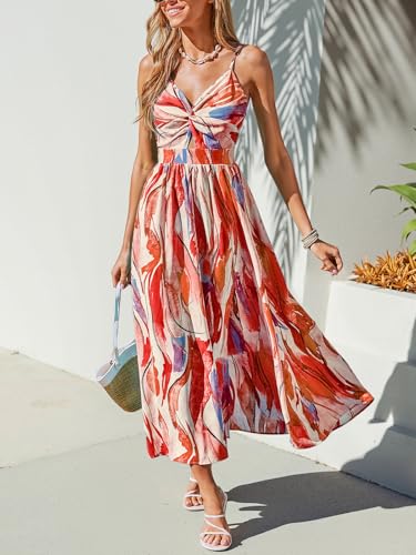 Image of CUPSHE Women's Long Dresses Summer Sleeveless Beach Casual Side Slit Spaghetti Straps Vacation Graduation Midi Dress