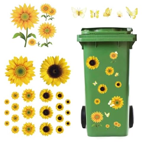 Self-Adhesive Sunflower Wheelie Bin Stickers Cover