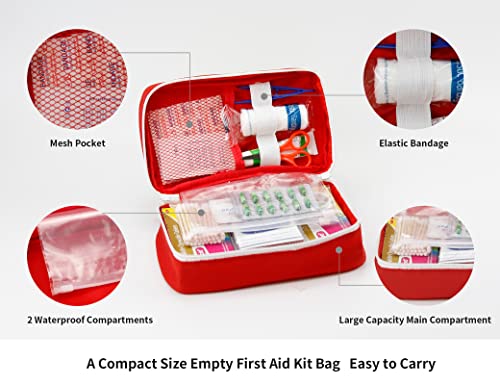 Image of TopASION Fabric Portable Empty First Aid Kit Bag, Travel Medicine Pouch, Small Medical Bag (Red)