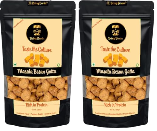 Image of Being Bania Masala Besan Gatta, 250g | Homemade Rajasthani Gatte Sabzi | Marwari Gatta | Healthy and Protein Rich (Pack of 2)