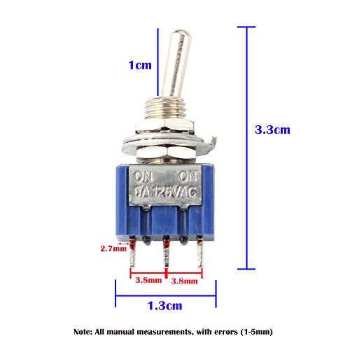 Cesfonjer15 Pcs Spdt Mini Micro Toggle Switch, On/On 3 Pins 2 Position Miniature Toggle Switch Ac 125V/6A #TOP2
