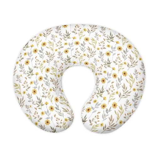 GOSTONG Fashion Flower Leaves Nursing Pillow Cover with Hidden Zipper Breathable Breastfeeding Pillow Slipcover Fits Nursing Pillow, Super Soft Pillowcase Protector for Babies