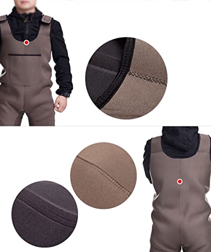 Foto von Wathose Für Männer Und Frauen, Anglerhose Mit Rutschfesten Stiefeln, Wasserdichte Jagd Watstiefel Hose Mit Tasche, Verdickt Und Warm Halten, Kältebeständig,Grün,40EU