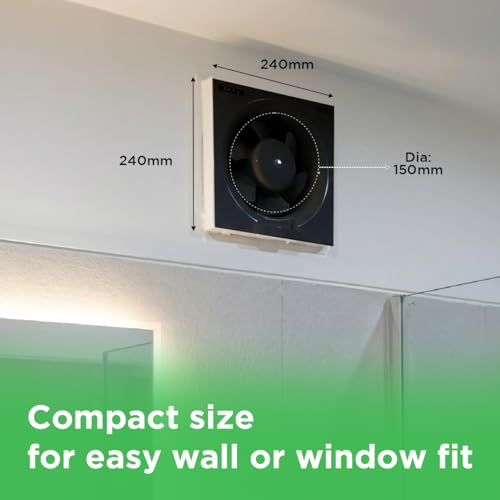 Image of EcoLink TURBO 150mm Exhaust Fan | High-Speed, Powerful Air Suction | Silent Operation | Energy Efficient | Durable Plastic Body | Suitable for Kitchen, Bathroom & Office | Black | Pack of 1