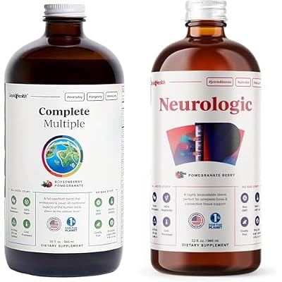 Liquidhealth مجموعة كاملة من الفيتامينات المتعددة اليومية والفيتامينات العصبية الذكية للبالغين - تعزز دعم المناعة وتحسن الذاكرة والتركيز - نباتي، غير معدّل وراثيًا، صنع في الولايات المتحدة الأمريكية