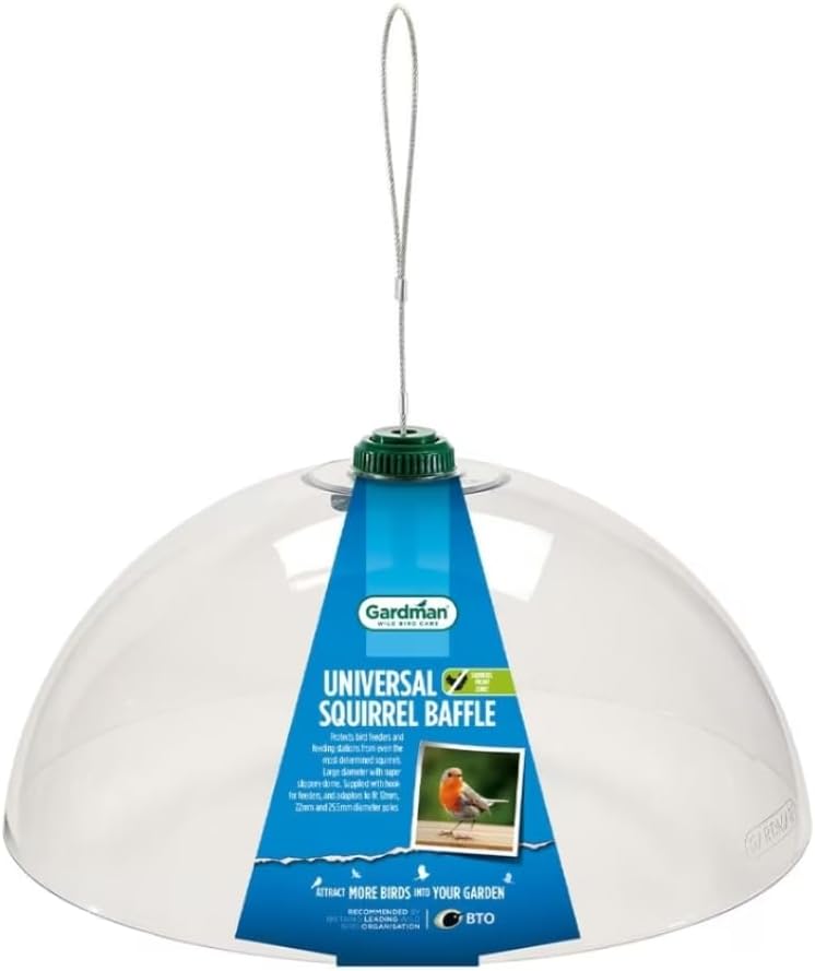 Gardman A01158 Squirrel Baffle Bird Feeding Station, Clear, 12.5 x 14.5 x 4 cm