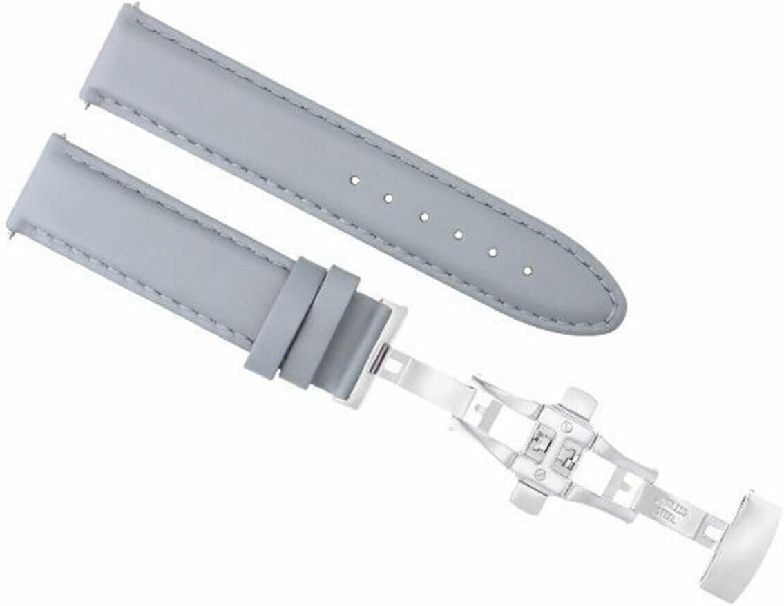 Ewatchparts 18-19-20-22-24mm Leather Watch Band Strap Smooth With Deployment Clasp Compatible With Citizen Eco Drive