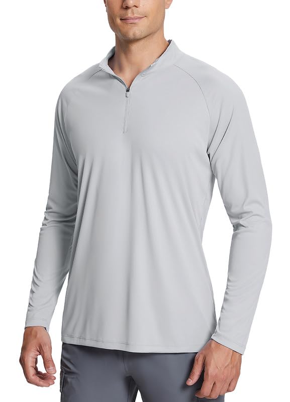 BALEAFMen's Sun Protection Shirts UV SPF UPF 50+ Long Sleeve Rash Guard Fishing Running Quick Dry Lightweight