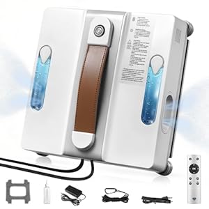 Hocamel Fensterputzroboter– Fensterreiniger Roboter Elektrisch Auto Wegplanung, mit 100ml Dual-Tank 3 Reinigungsmodi, Anti-Rutsch-System, 4000PA Starke Saugkraft, für Innen-und Außenfenster