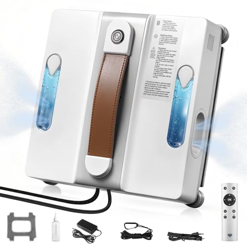 Fensterputzroboter– Fensterreiniger Roboter Elektrisch Auto Wegplanung, mit 100ml Dual-Tank 3 Reinigungsmodi, Anti-Rutsch-System,4000PA Starke Saugkraft,für Innen-und Außenfenster