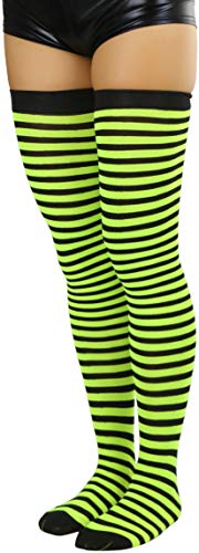 Image of ToBeInStyle Women's Opaque Hosiery Thin Striped Thigh High Long Stocking