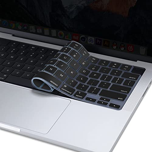 Mosiso Keyboard Cover Skin Compatible With Macbook Air 15 M2 A2941 2023, Compatible With Macbook Air 13.6 M2 A2681, Compatible With Macbook Pro 14/16 M2 M1 A2779 A2442 A2780 A2485, Black #TOP6