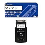 WUFANJO PG-512XL CL-513XL Ink Cartridges Replacement for PG-512 CL-513 Compatible for Canon MP480 MP490 MP495 MX320 MX340 MP280 IP2700 Printer, High Yield 600 Pages, Black Black-1 Pack