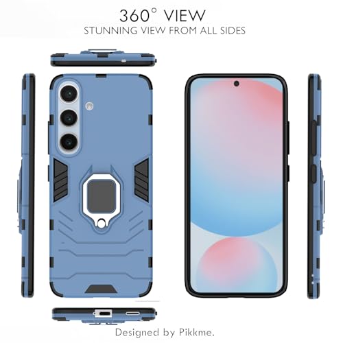 Image of Pikkme D5 Tough Armor Bumper | 360 Protection Case | Ring Holder Stand Case for Samsung Galaxy S24 FE 5G (Blue)