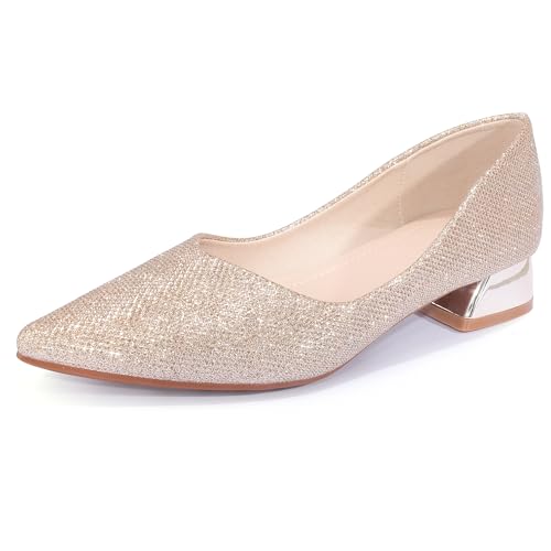 Women's Low Block Chunky Heels Pointed Toe Closed Toe Work Pumps Slip on Comfort Dress Shoes for Women3