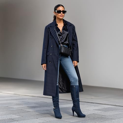 DREAM PAIRS Women's Knee High Platform Heel Boots,Size 8.5,Navy-N,SARAH