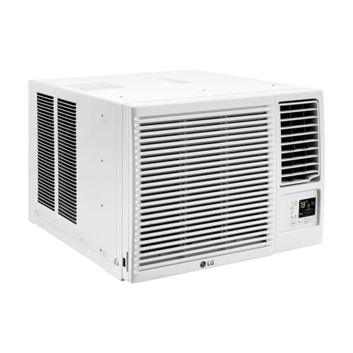 Image of LG 7,600 BTU Window Air Conditioner with Heat, 115V, Cools 330 Sq.Ft. for Bedroom, Living Room, Apartment, with Remote, 2 Speeds, Slide In-Out Chassis, 24-hour Timer, White