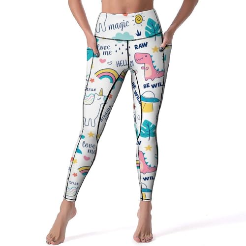 Legging dinosaure licorne femmes taille haute S pour sport et yoga