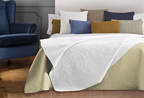 Colcha bouti Reversible Bicolor Beige Blanca
