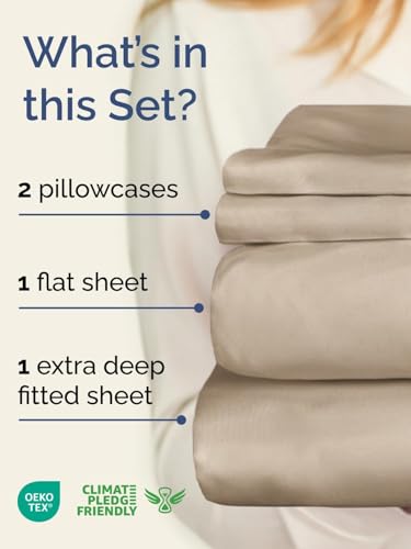 Image of Extra Deep Twin Sheet Set - 4 Piece Breathable and Cooling Sheets - Hotel Luxury Bedding for Women, Men, Kids & Teens - Easy & Secure Fit - Soft, Wrinkle Free and Comfy - Extra Deep Pockets - Cream
