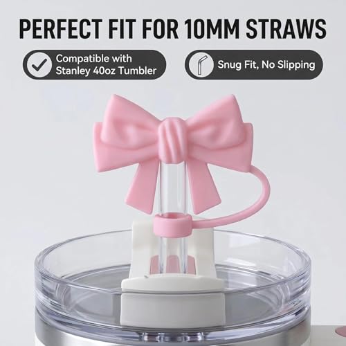 Image of BTYHAOS Straw Covers, Dust Proof Straw Toppers Fit Stanley 30 40oz Tumbler | Reusable Food-Grade Silicone Straw Covers Cap for Most 10mm Reusable Straw
