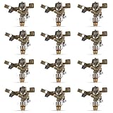 Brass Impact Sprinkler Head - 1/2 Inch Impact Sprinklers with Adjustable Nozzles for 360 Degrees Watering, Large Yard, Patio, Garden Irrigation - 12 PCS