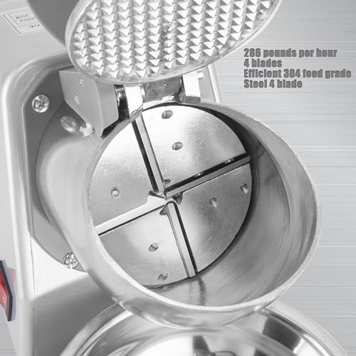 Electric Ice Shaver 4 Blades Ice Crusher Shaver 209lbs/hr Stainless Steel Ice Shaver Machine 300W Ice Crushers for Home Use 2200 RPM Ice Shaving Machine Commercial and Domestic Silver (FYZ-278-1)