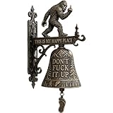 Bigfoot Funny Wall Bell – Rustic Sasquatch Doorbell Decor, This is My Happy Place Welcome Sign Farm Bell, Interesting Creative Bigfoot Hanging Bell for Porch & Gate, Gifts for Sasquatch Lovers (1pcs)