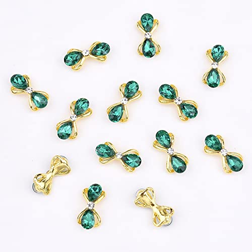 60Pcs Gold 3D Nail Art Decoration Bling Crystal Green Gem Stone Charms Jewels Rhinestones For Acrylic Manicure Design Nail Tech Accessories Supplies #TOP4
