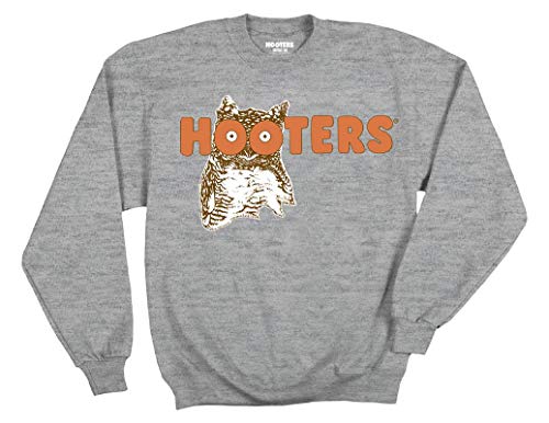 Ripple Junction Hooters Hootie The Owl Vintage Logo Adult Crew Sweatshirt Officially Licensed XL Heather Grey