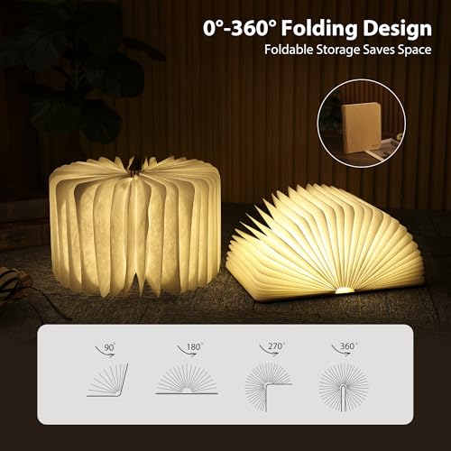 Image of 8.3 Inch Wooden Book Lamp, Book Lovers Gifts,Teacher Appreciation Gifts for Women, LED Ambient Lighting, Magnetic Mood Lighting for Home&Library Decor (Maple)