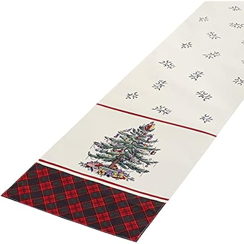 Avanti Linens Spode Christmas Collection, Red Tartan, 14" x 90" Cover